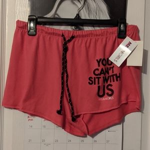 Mean Girls You Can't Sit With Us Pink PJ Pajama Terry Cloth Shorts Small